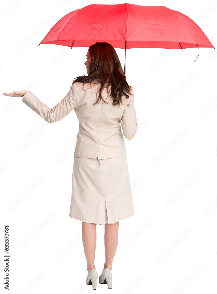 Canvas Prints Digital png photo of caucasian woman with umbrella on transparent background