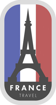 Naklejka Digital png illustration of france travel text with eiffel tower and flag on transparent background