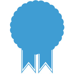 Digital png illustration of blue badge with copy space on transparent background