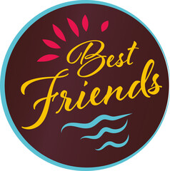 Digital png illustration of shapes and best friends text on transparent background