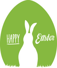 Fototapeta premium Digital png illustration of easter egg and rabbit with happy easter text on transparent background