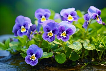 Viola Odorata - Blue Violet Flower with Healing Properties and Perfume Aroma in Natural Botanic Environment: Generative AI