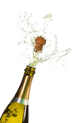 Digital png illustration of bottle of champagne on transparent background - obrazy, fototapety, plakaty