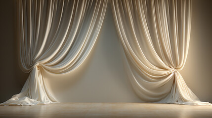luxury white curtain with the warm and cool light background