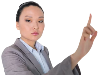 Selbstklebende Fototapete Asiatische Orte Digital png photo of asian businesswoman on transparent background