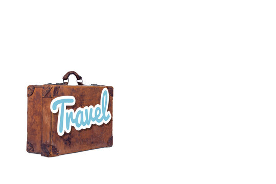 Digital png illustration of travel text on transparent background