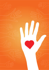 Digital png illustration of hands with hearts on transparent background