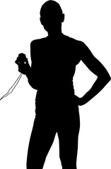 Digital png silhouette image of woman with timer on transparent background