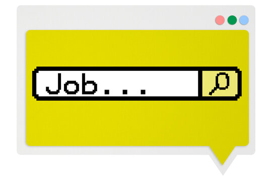 Digital png illustration of website with job text on transparent background