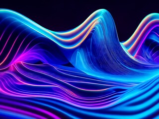 Abstract background with neon waves. Generative AI