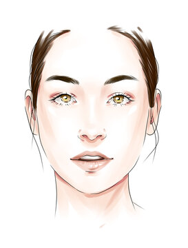 Makeup chart Style Guide. Various face look types schemes template. Infographic vector Tips and tricks for make-up or eyelash extension application beauty salon procedure poster on white background