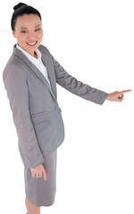 Digital png photo of happy asian businesswoman standing on transparent background