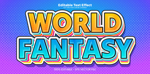 World Fantasy editable text effect in modern neon style