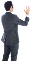 Digital png photo of back view of asian businessman standing on transparent background