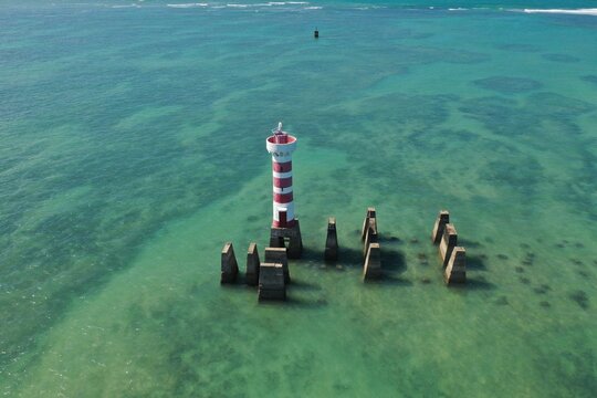 farol, ponta verde, alagoas, maceio, mar, azul, ceu azul