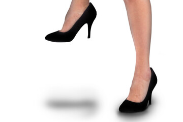 Digital png photo of feet in high heels on transparent background