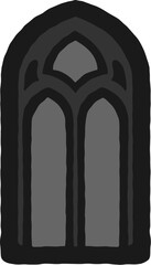 Gothic window plate tracery stylized drawing. Architectural stone frame; medieval cathedral/church arches element illustration; vector