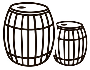 Digital png illustration of barrels outline on transparent background