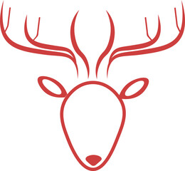 Naklejka premium Digital png illustration of deer red outline on transparent background