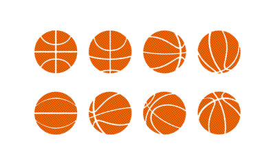 Obraz premium set of basket balls with various different views. basketball icons vector.