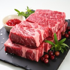 Raw Kobe beef Wagyu steak generative ai