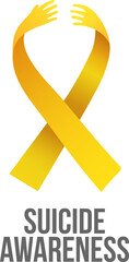 Digital png illustration of suicide awareness text with ribbon on transparent background