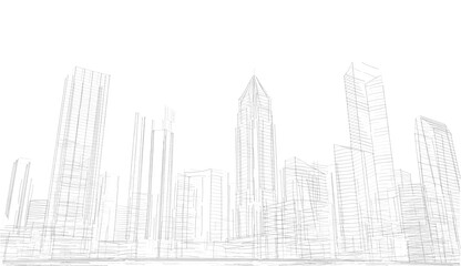 Sketch of a city 3d rendering