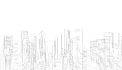 Sketch of a city 3d rendering