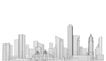 Sketch of a city 3d rendering