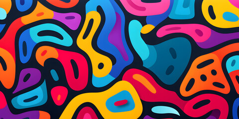 Abstract Doodles Playful Pattern of Hand-Drawn Colorful Shapes