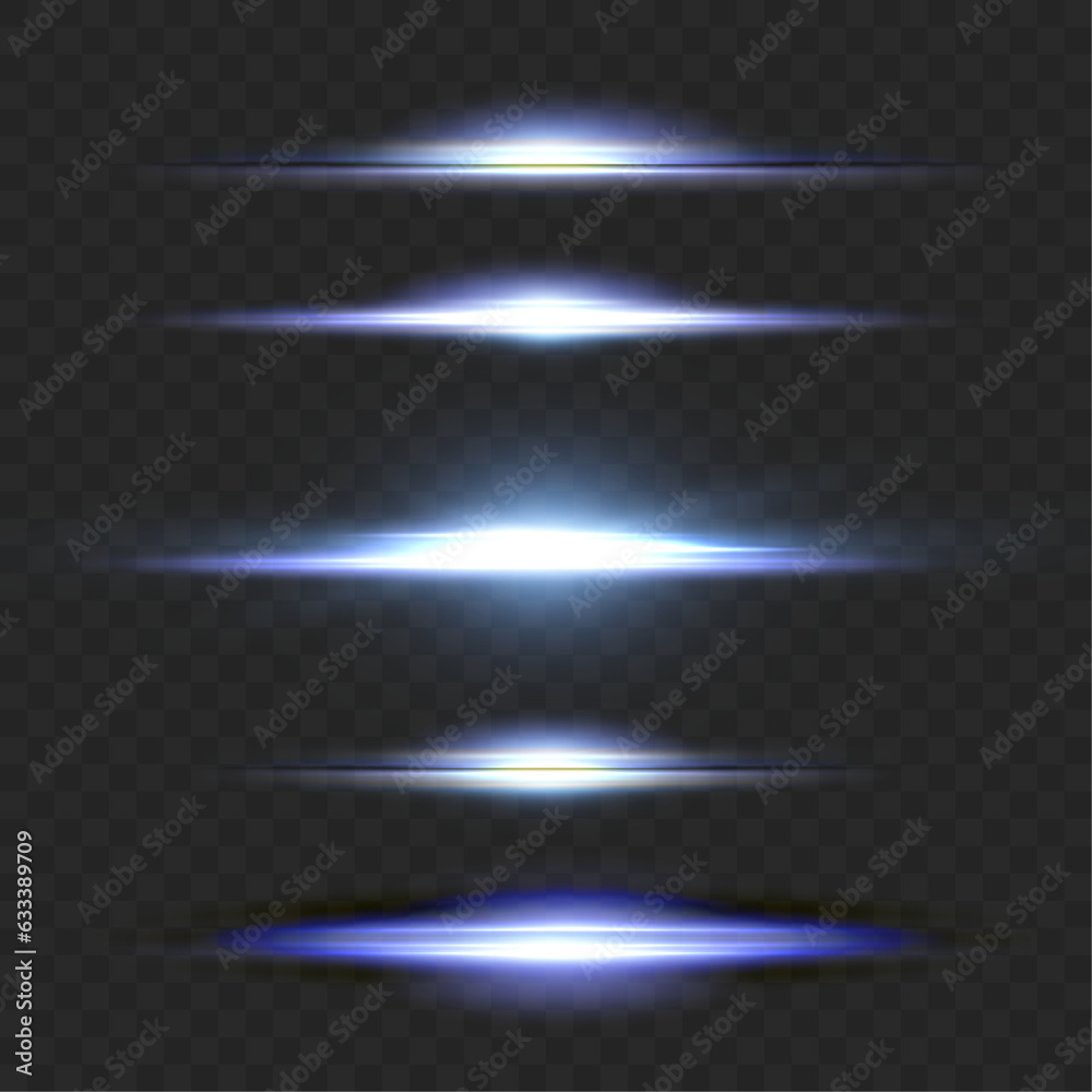 Aufkleber set of blue horizontal highlights. laser beams of light, horizontal light beams. set of glowing tran