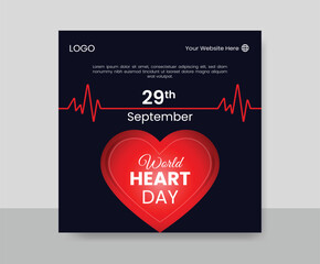 world heart day social media post template