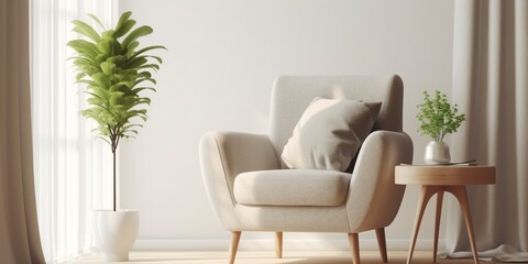 Comfortable armchair in a bright and comfortable room.
