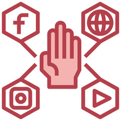 STOP SOCIAL MEDIA line icon,linear,outline,graphic,illustration
