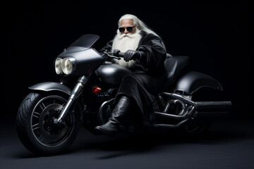 Obraz na płótnie Canvas Santa Claus Black in Motorbike, Generative AI 