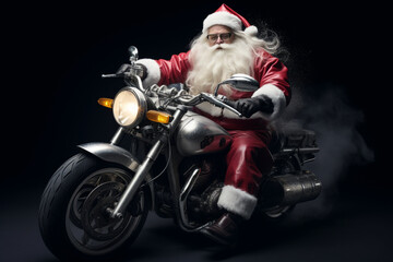 santa claus on motorcycle, Generative AI © Artificium Studio
