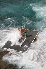 Italy, Salento: Foreshortening of sea in Santa Cesarea Terme near Lecce.