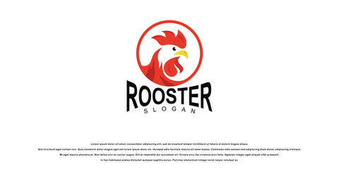 Simple chicken head logo design with modern concept|premium vector