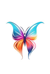 minimalistic colorful butterfly logo on transparent background