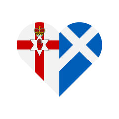 unity concept. heart shape icon of northern ireland and scotland flags. vector illustration isolated on white background