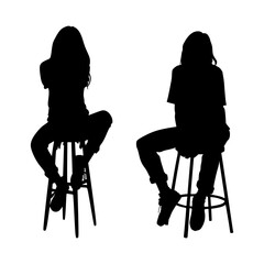 Vector design set silhouette of people sitting on the chair