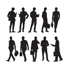 Vector design set silhouette of a businessman