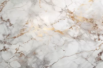 Deurstickers Textura de mármol blanco con inserciones de oro. AI generative © ramoncin1978