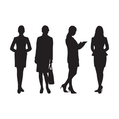 Vector design set silhouette of businesswoman