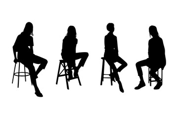 Vector design set silhouette of people sitting on the chair