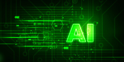 2d illustration Artificial Intelligence (AI) concept
