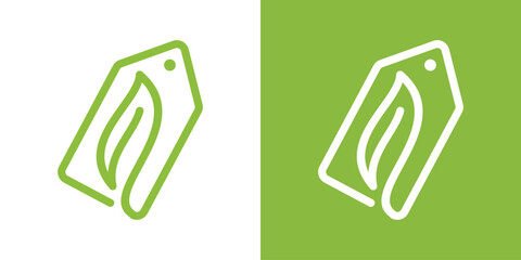 logo design element price tag combined with leaves and made in line style