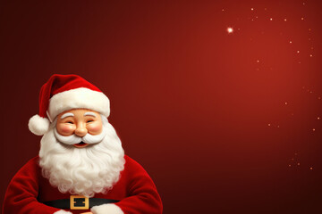 Fototapeta premium Santa Claus Face Illustration on Red Background - Generative AI