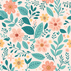 Chic floral seamless vectors in pastels. Ideal for paper, fabric, decor, and versatile applications - 633400995