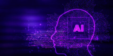 2d illustration Artificial Intelligence (AI) concept
